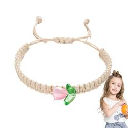 Suphyee Gewebtes handgefertigtes Armbandseil, geflochtene Tulpenblumen-Armbänder | Tulpen-String-Armbänder - Verstellbares handgefertigtes Boho-Armband für Frauen, Teenager von Suphyee