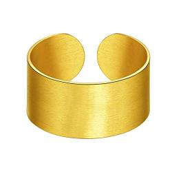 Suplight 18k Vergoldet offener Ring Damen Herren Matte verstellbar Bandring Fingerring Knöchelring 10mm breit Hip Hop Modeschmuck Accessoire Geschenk für Geburtstag von Suplight