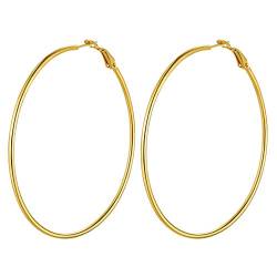 Suplight 70mm Groß Creolen für Damen Mädchen Geometrische Runde Kreis Ohrringe 18k Vergoldet Hoop Earrings Kreolen Modeschmuck Accessoire für Geburtstag Weihnachten Jahrestag von Suplight