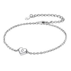 Suplight 925 Silber Armband für Damen mit Buchstabe D Love Bracelet Verstellbare Kettenlänge 16-21cm Initialen Armkette für Freundin Liebe Mädchen Teenager von Suplight