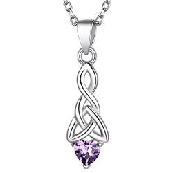 Suplight 925 Silber Kristall Halskette 40+5cm für Damen Mädchen synthetische Amethyst Herzform Geburtsstein violett Zirkonia Anhänger des Monat Februar Minimalist Schmuck Accessoire von Suplight