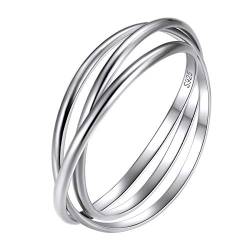 Suplight 925 Silber Verlobungsring für Männer Herren 3 ineinander verschlungene Ringe Design Fingerring schlicht Ehering Memoirering Ring Größe 67 von Suplight