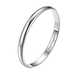 Suplight 925 Sterlingsilber personalisert Ring für Damen Mädchen 2mm glänzender Verlobungsring Ehering Fingerring simpel Finger Schmuck Größe 49 von Suplight