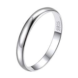 Suplight Damen 925er Silber Finger Ring 3mm glänzender simpel Ring Größe 47 Verlobungsring Ehering Schmuck für Frauen Freundin von Suplight