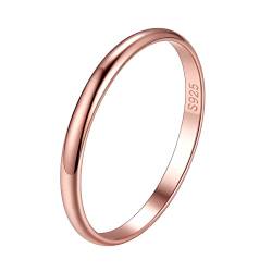 Suplight Damen 925er Silber Finger Ring Simpel Ring Verlobungsring Ehering Schmuck für Frauen Freundin Breite 2mm Größe 15,7mm rosegold von Suplight