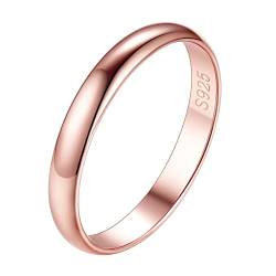 Suplight Damen 925er Silber Finger Ring Simpel Ring Verlobungsring Ehering Schmuck für Frauen Freundin Breite 3mm Größe 18,1mm Rosegold von Suplight