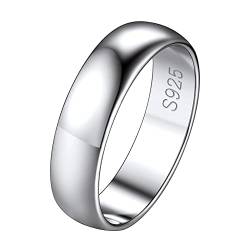 Suplight Damen 925er Silber Finger Ring Simpel Ring Verlobungsring Ehering Schmuck für Frauen Freundin Breite 5mm Größe 15,7mm Silber von Suplight