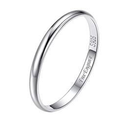 Suplight Damen 925er Silber personalisert Finger Ring 2mm glänzender simpel Ring Größe 47 Verlobungsring Ehering Schmuck für Frauen Freundin von Suplight