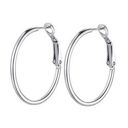 Suplight Damen Edelstahl kleine Kreolen 30mm Creolen Ohrringe Runde Kreis Ohrringe Ohr Piercing Minimalist Geometrische Hoop Earrings Modeschmuck Accessoire für Frauen Mädchen von Suplight