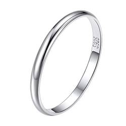 Suplight Damen Finger Ring 925 Silber simpel Ring Größe 52 Partnerring 2mm glänzender schlicht Verlobungsring Ehering Hochzeit Schmuck von Suplight