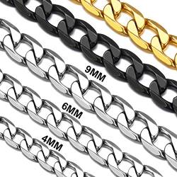 Suplight Damen Herren Klassische Kette 20"/51cnm Panzerkette Cuban Link Chain Edelstahl 6mm breit Ersatzkette Unisex Jungen Mädchen Halskette Modeschmuck Geschenk von Suplight