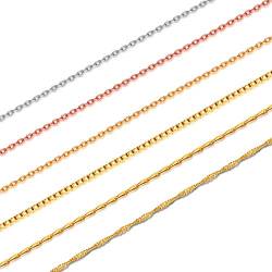 Suplight Damen Mädchen Halskette für Anhänger 925 Silber Venezianierkette 1mm breit 46+5 cm Rosegold überzogen Gliederkette Ersatzkette für Frauen(Rosegold) von Suplight