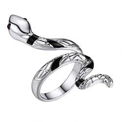 Suplight Damen Mädchen Ring Schlange dekoriert offener Verstellbarer Ring platiniert Vintage Finger Ring Mittelring Accessoire für Party Abschlussball von Suplight