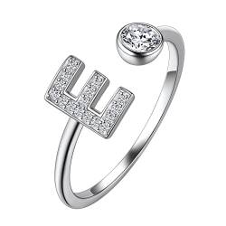 Suplight Damen Offener Ring 925 Sterling Silber Letter Ring mit Buchstabe E Verstellbare Initiale Alphabet Schmuck Geschenk für Frauen Mädchen von Suplight