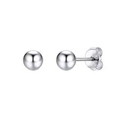 Suplight Damen Ohrringe Silber 925 3D Kugel Ohrstecker Minimalistische 5mm kleine Ohr Piercing platiniert Schmuck Accessoire für Valentinstag Geburtstag von Suplight