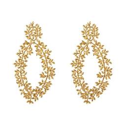 Suplight Damen Ohrstecker 18k Vergoldet Ast Zweig Blätter Design Statement Ohrringe Elegant Mädchen Frauen Ear Studs Ohrschmuck Accessoire für Valentinstag Geburtstag von Suplight