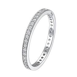 Suplight Damen Ring in 925 Sterling Silber Daumenring Weißer Cubic Zirkonia Ring Bandring Spannrings 14K Weißgold Solitärring Verlobungsring Eternityringe Silberschmuck 49 von Suplight