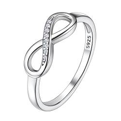 Suplight Damen Ring mit Infinity Symbol Eye Catcher Glanzvoll Zirkonia Kristall in 925 Sterling Silber Unendlichkeit Promise Eheringe Größe 47 von Suplight