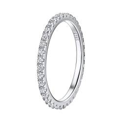 Suplight Damen Ringe mit Stein Silber 925 Fingerring Eheringe Verlobungsring Breite 2mm Größe 17,3mm silber von Suplight