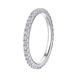 Suplight Damen Ringe mit Stein Silber 925 Fingerring Eheringe Verlobungsring Breite 2mm Größe 18,1mm silber von Suplight