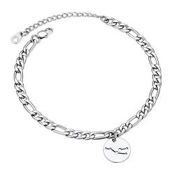 Suplight Fußkettchen Sternzeichen Stier Fußkette Edelstahl Sommer Strand Knöchel Armband 22+5cm Figarokette mit Sternbilder Konstellation Modeschmuck für Damen Herren von Suplight