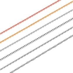 Suplight Halskette für Anhänger 1,5mm breit 925 Silber Rolokette 40+5 cm lang Weißgold überzogen Gliederkette für Frauen Mädchen(Silber) von Suplight