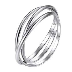 Suplight Herren Verlobungsring Ehering Silber 925 Ring Größe 59 3 ineinander verschlungene Ringe Design Silberring Schmuck für Hochzeit Verlobung von Suplight