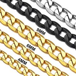 Suplight Klassische Panzerkette Cuban Link Chain für Damen Herren 6mm breit 55cm/22 lang Unisex Kette 18k vergoldet Halskette Ersatzkette Zubehör von Suplight