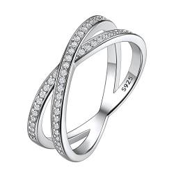 Suplight Ring Damen 925 Silber mit Zirkonia Kristallen Verlobungsringe Herren überkreuzt Fingerring Wickelring Größe 59 von Suplight