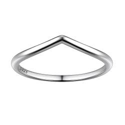 Suplight Ring Silber 925 Damen Polierter Wishbone Eheringe Schlichte Partnerringe V Form Silberringe Geschenke für Frauen Mädchen Größe 52 von Suplight