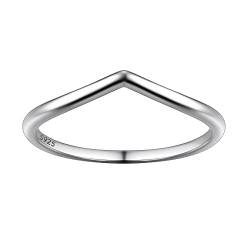 Suplight Ring Silber 925 Damen Polished Wishbone Ring V- förmiger Schmaler Ring Silberschmuck Daumenring Größe 62 von Suplight
