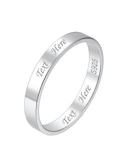 Suplight Ring Silber 925 Damen personalisiert Verlobungsring Ringbreite 3mm Größe 52 Hochzeitsringe Eheringe Partnerring Trauringe Ewigkeitsring mit Gravur von Suplight