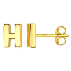 Suplight Silber Ohrringe 925 mit Buchstabe H Rosegold vergoldet minimalistische Initiale Ohrstecker für Damen Mädchen 3D Alphabet Anfangsbuchstaben Schmuck Accessoire für Party Jahrestag von Suplight