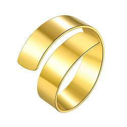 Suplight Unisex offener Ring 18k Vergoldet verstellbar Knöchelring Spirale Ring 6mm breit glänzend Eheringe für Männer Frauen Geschenk für Weihnachten Jahrestag von Suplight