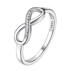 Suplight Wickelring Infinity Verlobungsring Unendlichkeit Promise Eheringe Ring Silber 925 Cubic Zirkonia Ring Silberschmuck Größe 49 von Suplight