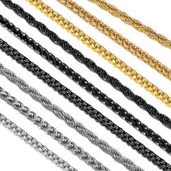 Suplight lange Kette Hip Hop Stil Weizenkette 66cm/26 3mm breit 18k vergoldet klassische Halskette für Biker Rocker Unisex Collier Accessoire für Party Feierabend von Suplight