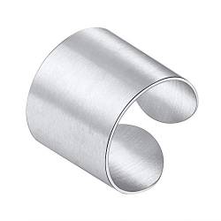 Suplight verstellbar Offener Ring für Frauen Männer 17mm breit Edelstahl Matte Band Ring Knöchel Ring Eheringe Modeschmuck Accessoire Geschenk für Jahrestag Hochzeit Party von Suplight