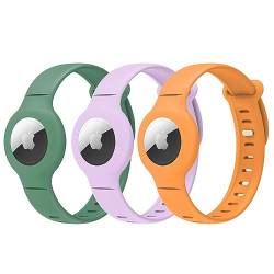 Supore AirTag Kinder Wasserdichtes Armband, Kompatibel mit Apple AirTag Verstecktes GPS Tracker Gehäuse, Weiches Einstellbare Silicone Armbänder von Supore