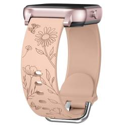 Supore Floral Graviertes Armband für Amazfit GTS 4/4 Mini, 20mm Butterfly Silikonband für Amazfit GTS 3/3 Mini/GTS 2/2 Mini, Damen Sportarmband für Bip 3/Bip 3 Pro/Bip U/Bip U Pro von Supore