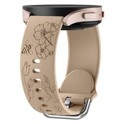 Supore Flower Gravierte Armband für Galaxy Watch 6, 20mm Biene Silikonband für Galaxy Watch 6/5/4 40mm 44mm, Galaxy Watch 6 Classic, Damen Sport Uhrenband für Galaxy Watch 5 Pro 45mm von Supore