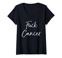 Damen Funny Fuck Cancer Apparel for Women Cute Gift Fuck Cancer T-Shirt mit V-Ausschnitt von Support Cancer Awareness Shirts Design Studio