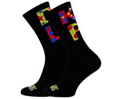 SUPPORT Herren Radsocken atmungsaktive Technologie rutschfeste Faser Unisex lustige Muster Radfahrer Zubehör für Wandern Laufen Klettern Radfahren Essentials, Bike Life, Größe 36-38 EU von Support