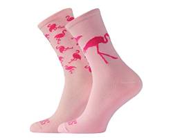 SUPPORT Herren Radsocken atmungsaktive Technologie rutschfeste Faser Unisex lustige Muster Radfahrer Zubehör für Wandern Laufen Klettern Radfahren Essentials, Famous Flamingos, Größe 39-41 EU von Support