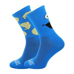 SUPPORT Herren Radsocken atmungsaktive Technologie rutschfeste Faser Unisex lustige Muster Radfahrer Zubehör für Wandern Laufen Klettern Radfahren Essentials, Someone Blue, Größe 39-41 EU von Support