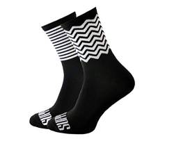 SUPPORT Herren Radsocken atmungsaktive Technologie rutschfeste Faser Unisex lustige Muster Radfahrer Zubehör für Wandern Laufen Klettern Radfahren Essentials, Zig Zag Stripes, Größe 36-38 EU von Support