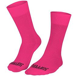 SUPPORT Superleichte Fahrradsocken für Herren, atmungsaktive Technologie, rutschfeste Faser, Unisex, Zubehör für Radfahrer, Wandern, Klettern, Radfahren, Reiten., Pink Fluo, 6-7 von Support