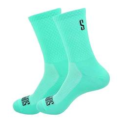 Support Herren-Fahrradsocken, atmungsaktive Technologie, rutschfeste Faser, unisex, einfarbig, Zubehör für Radfahren, Wandern, Klettern, Azure's 45-46 EU von Support