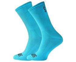 Support Herren-Fahrradsocken, atmungsaktive Technologie, rutschfeste Faser, unisex, einfarbig, Zubehör für Radfahren, Wandern, Klettern, Blue's 45-46 EU von Support