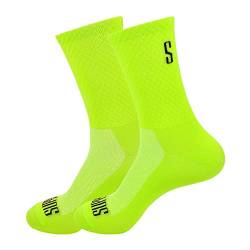 Support Herren-Fahrradsocken, atmungsaktive Technologie, rutschfeste Faser, unisex, einfarbig, Zubehör für Radfahren, Wandern, Klettern, Lime's 36-38 EU von Support