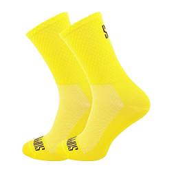 Support Herren-Fahrradsocken, atmungsaktive Technologie, rutschfeste Faser, unisex, einfarbig, Zubehör für Radfahren, Wandern, Klettern, Yellow's 36-38 EU von Support